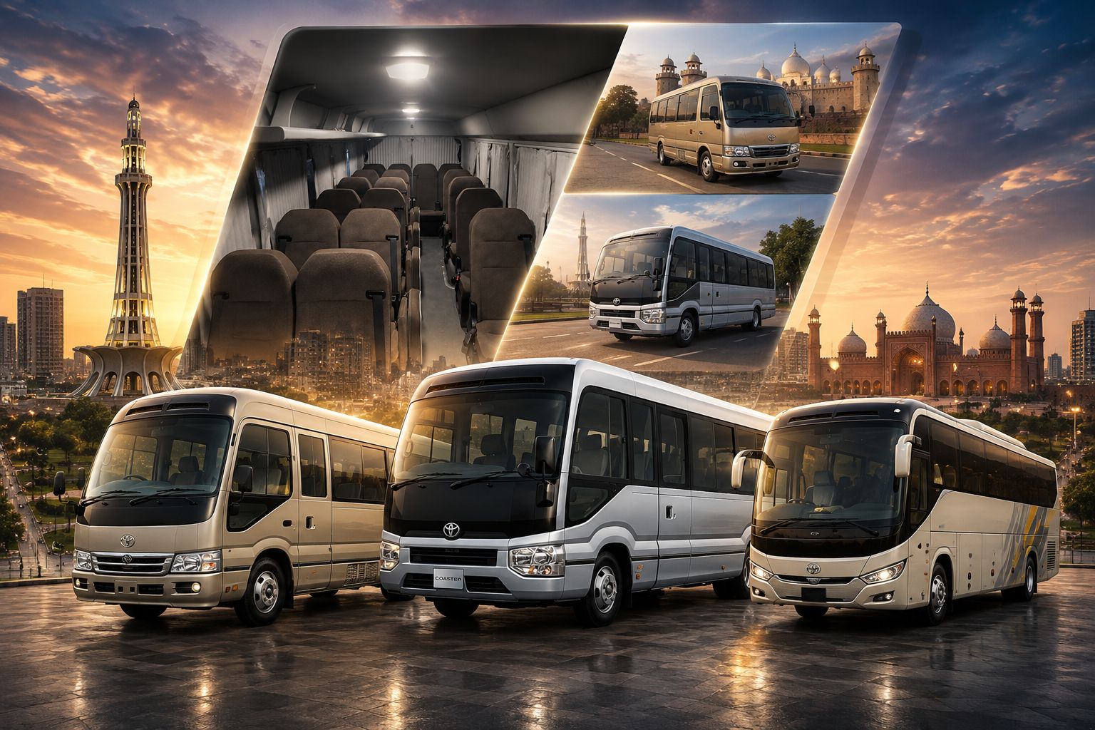 Scenic travel destination — comfortable vehicles for family and group tours
